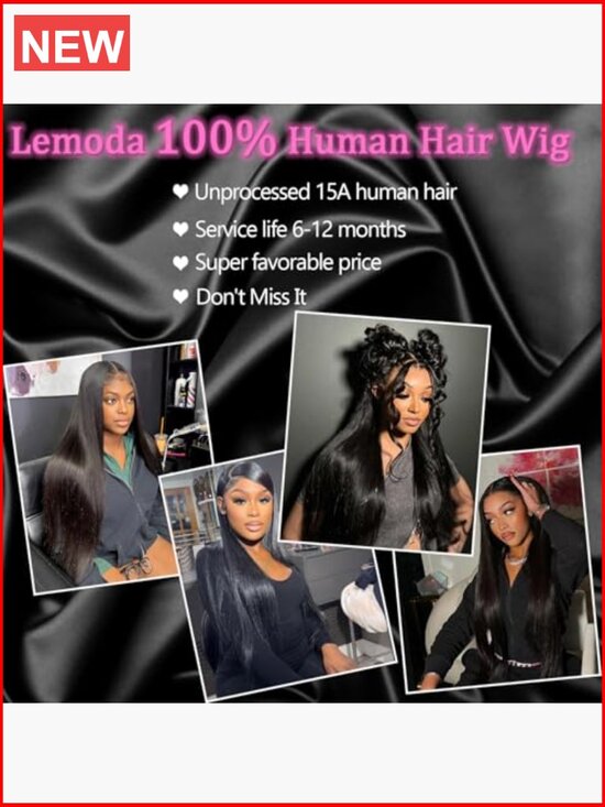 13x6 Lace Front Wig Straight Human Hair 200% Density 22 Inch Glueless Full Head main image 4